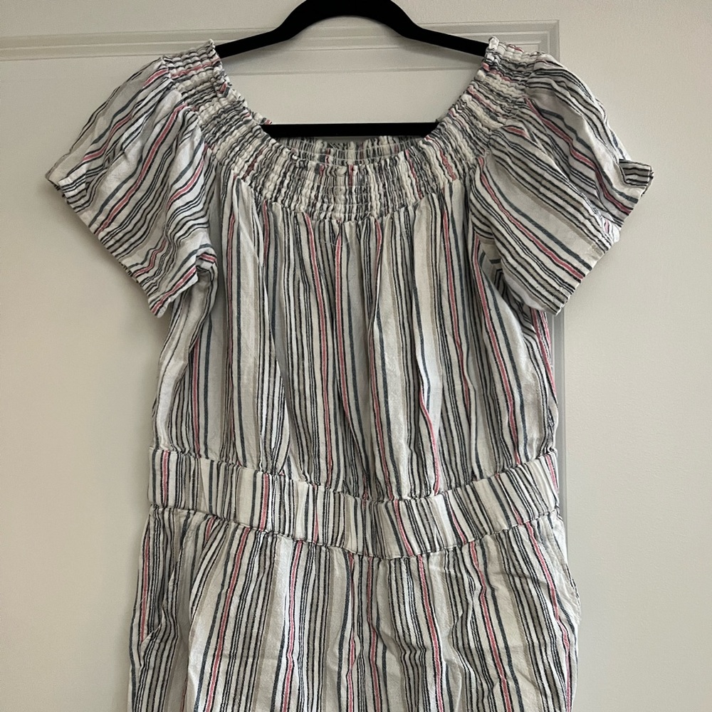 Striped romper with pockets